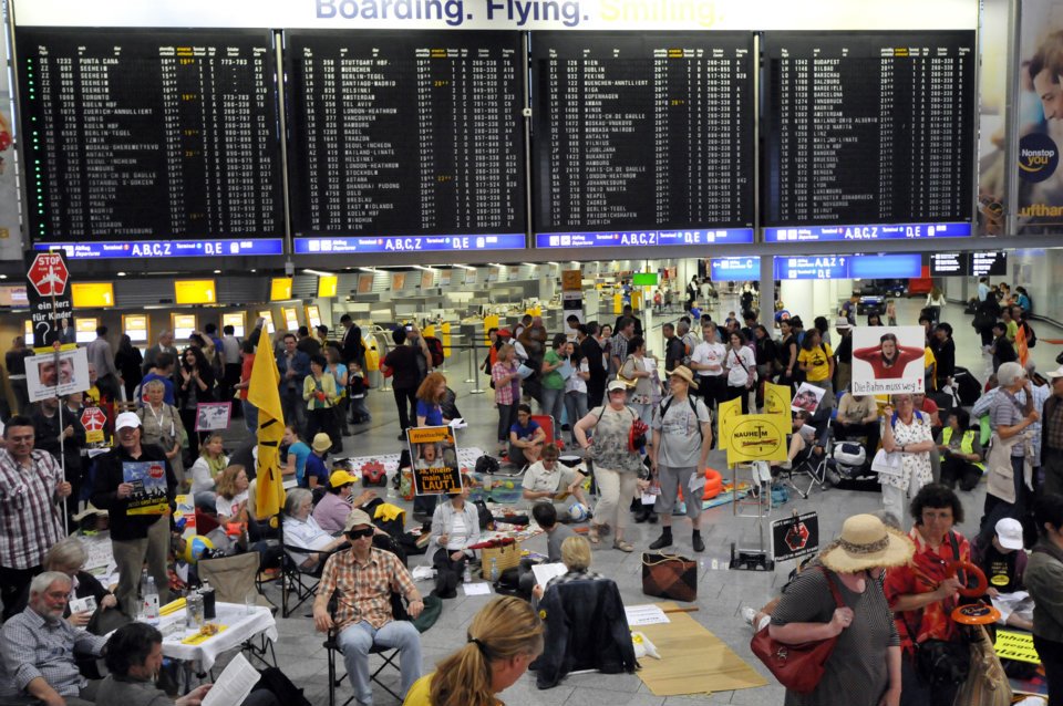 Frankfurt airport Monday protest