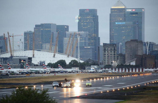 London city runway occupation