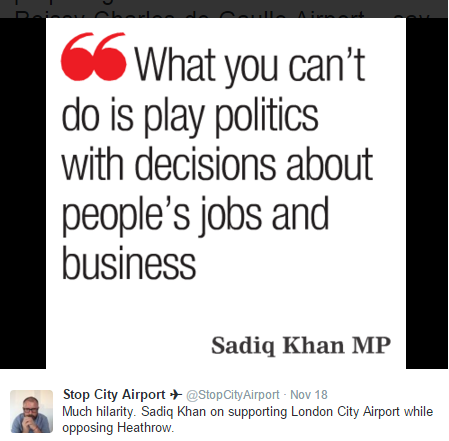Sadiq Khan can't play politics 19.11.2015
