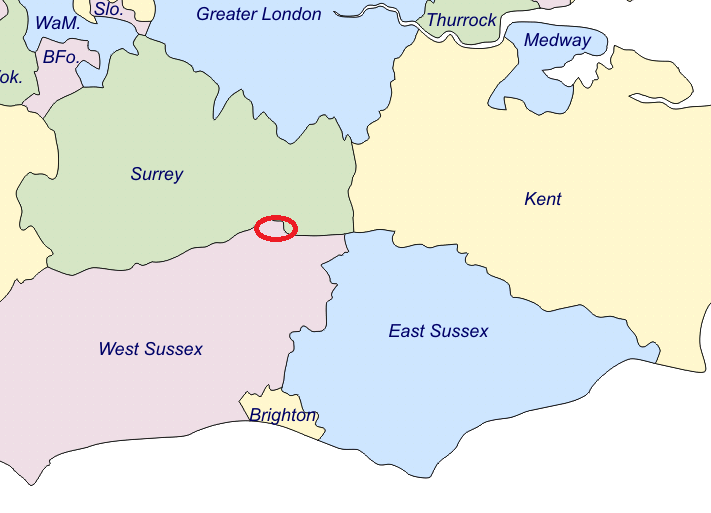 Approx location of Gatwick in relation to East Sussex